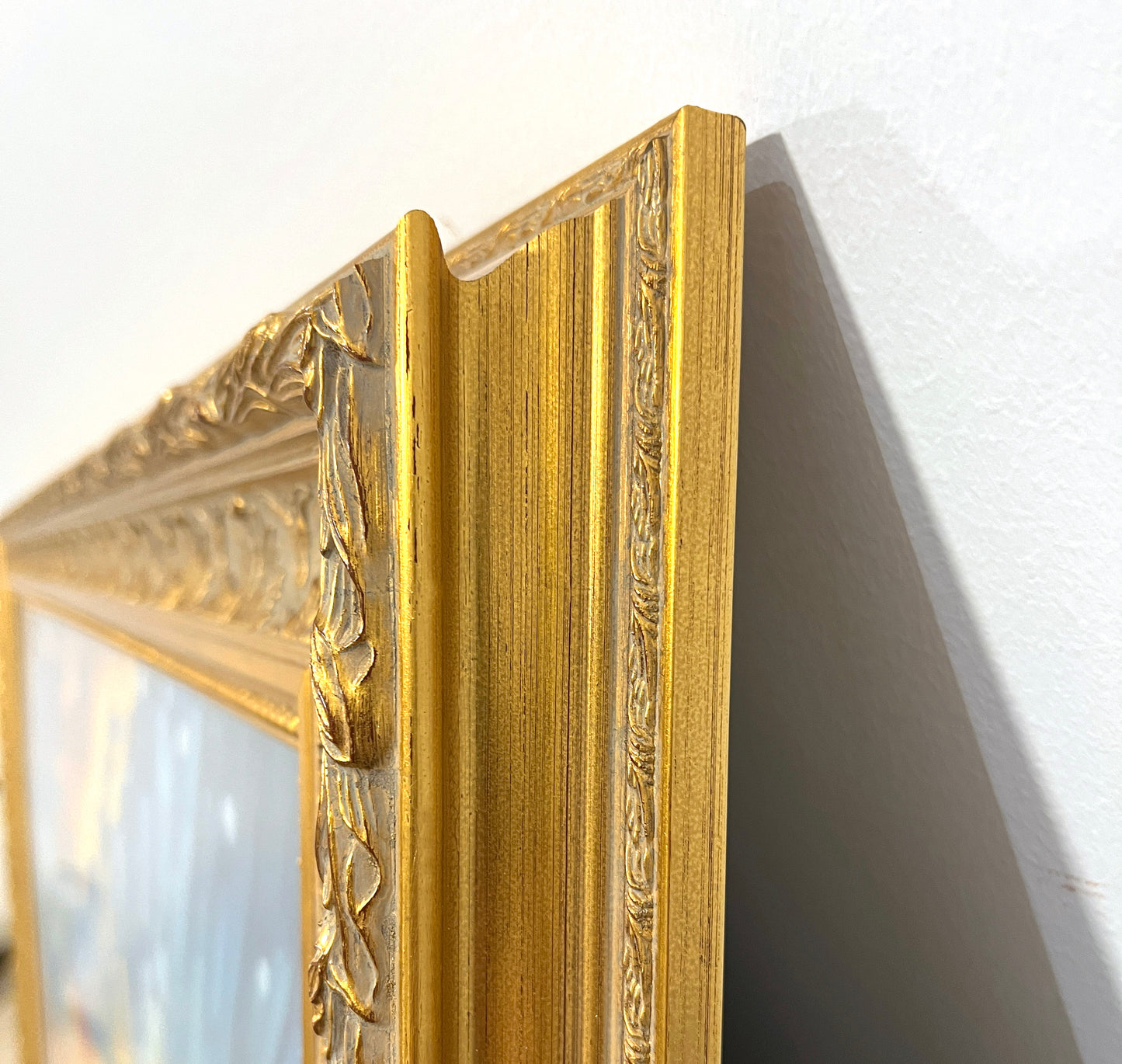 Heavy European style golden wood grain frame and real handmade oil painting - sunrise