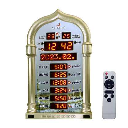 CRONY 4008PRO AZAN Clock  AL-HARAMEEN Azan Clock Led Prayer Clock Wall Clock Read Home Office Mosque Digital Azan Clock-Gold