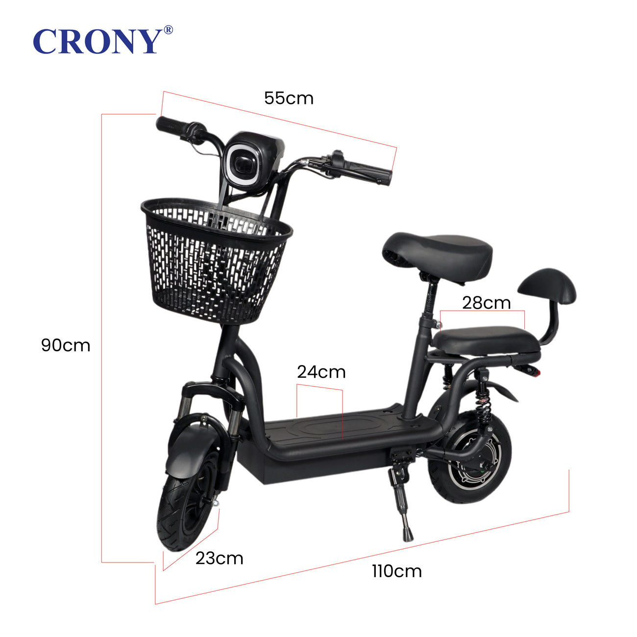 CRONY JL005-02 Small Harley Electric Bicycle Folding Electric Scooter  2 Wheels with Basket