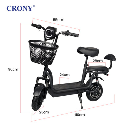 CRONY JL005-02 Small Harley Electric Bicycle Folding Electric Scooter  2 Wheels with Basket