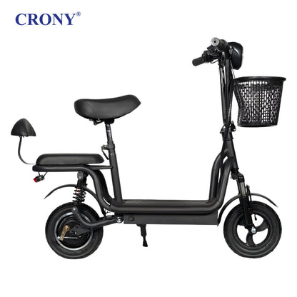 CRONY JL005-02 Small Harley Electric Bicycle Folding Electric Scooter  2 Wheels with Basket