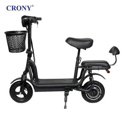 CRONY JL005-02 Small Harley Electric Bicycle Folding Electric Scooter  2 Wheels with Basket