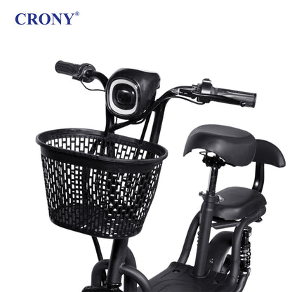 CRONY JL005-02 Small Harley Electric Bicycle Folding Electric Scooter  2 Wheels with Basket
