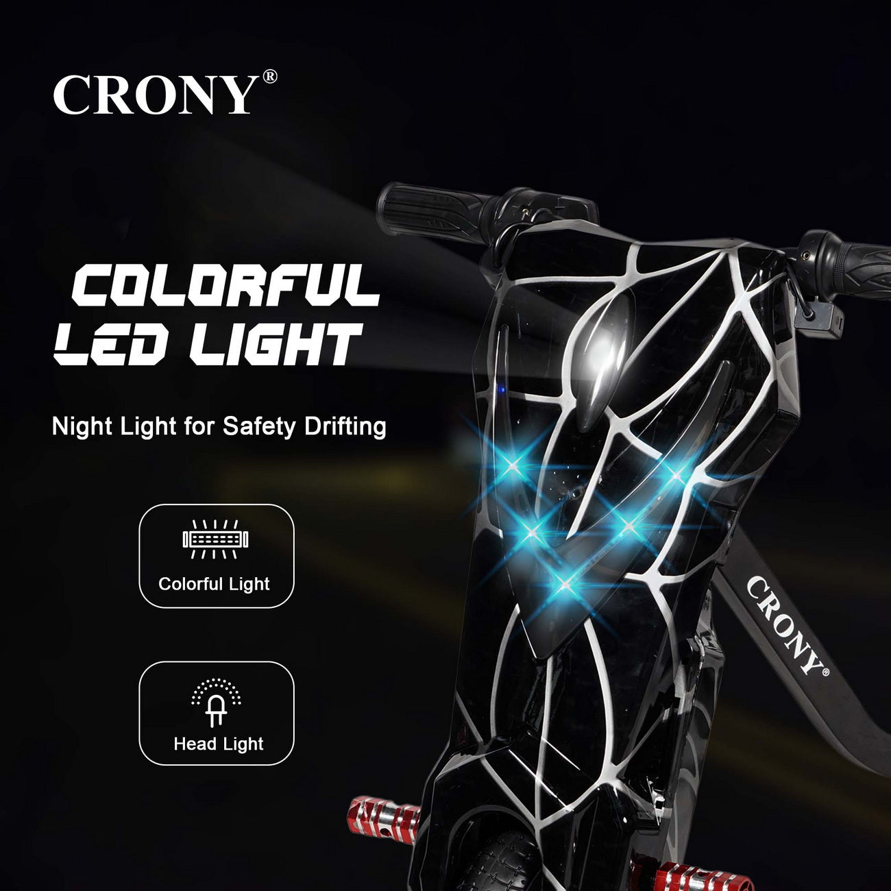 CRONY JL009-8-02 6.5 inch V-type drift Car  Drift Scooter Small for kids eBike, Top Speed 20kmh, 10km Range, 180W