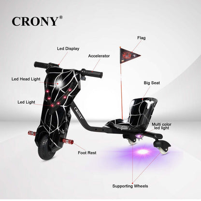 CRONY JL009-8-02 6.5 inch V-type drift Car  Drift Scooter Small for kids eBike, Top Speed 20kmh, 10km Range, 180W