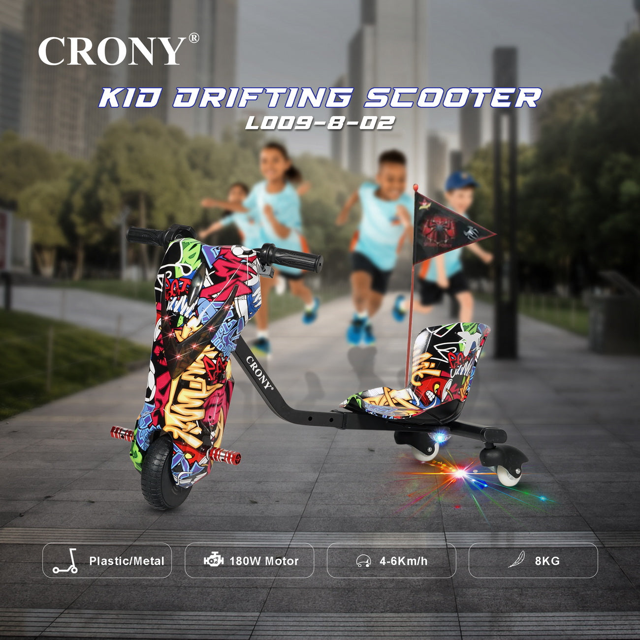 CRONY JL009-8-02 6.5 inch V-type drift Car  Drift Scooter Small for kids eBike, Top Speed 20kmh, 10km Range, 180W