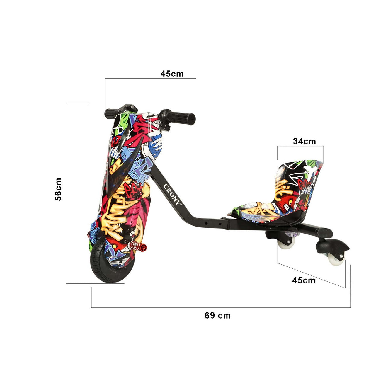 CRONY JL009-8-02 6.5 inch V-type drift Car  Drift Scooter Small for kids eBike, Top Speed 20kmh, 10km Range, 180W
