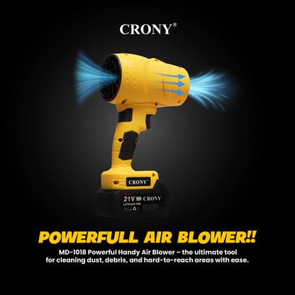 CRONY MD-1018 Force blower Jet Dry Blower 21V Lithium Battery Stepless Speed Control Cordless Handheld Air Blower Turbo Fan Rechargeable Portable Electric Air Duster