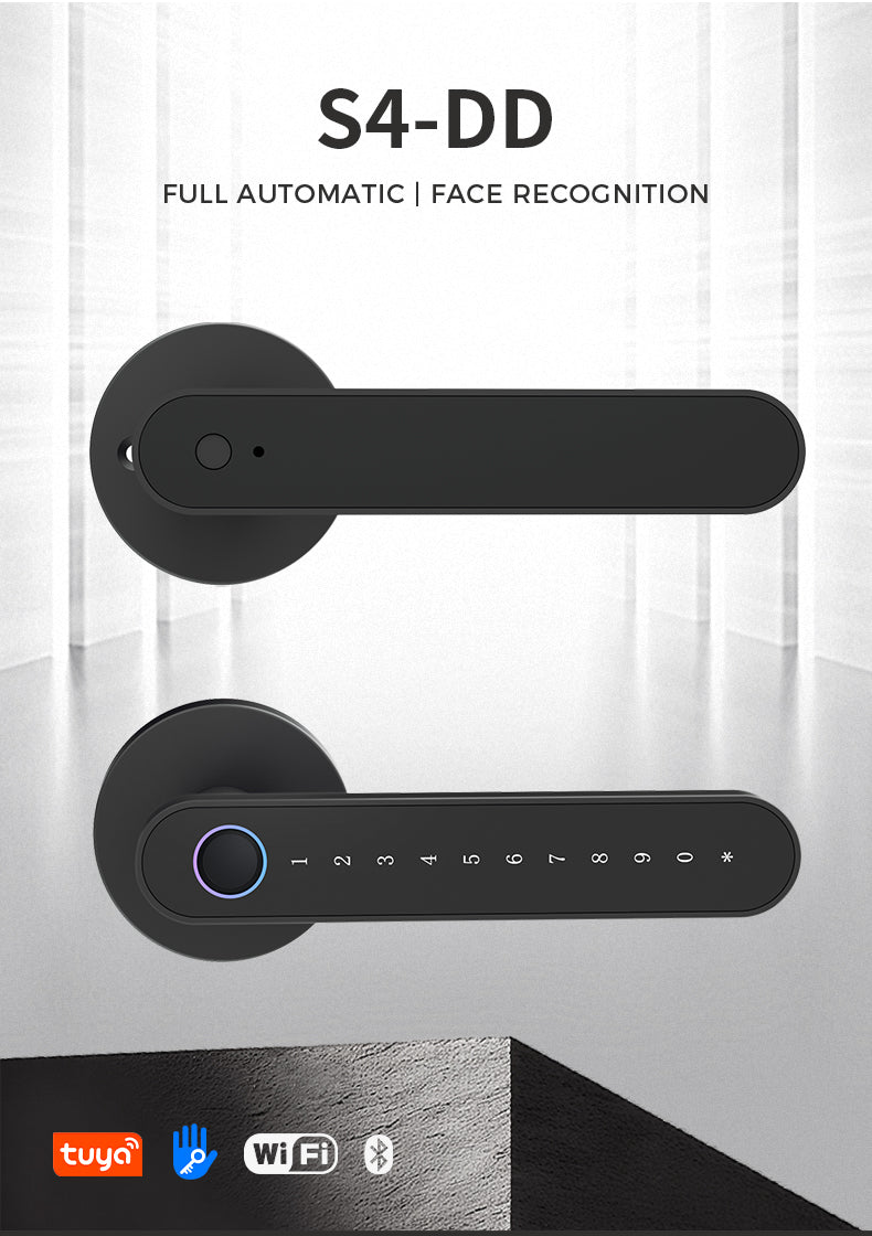 MJ-S4-DD Smart Door Lock Bluetooth Fingerprint IC Card Password Keyless Entry Digital Door Lock with Tuya/TT Lock App for Home