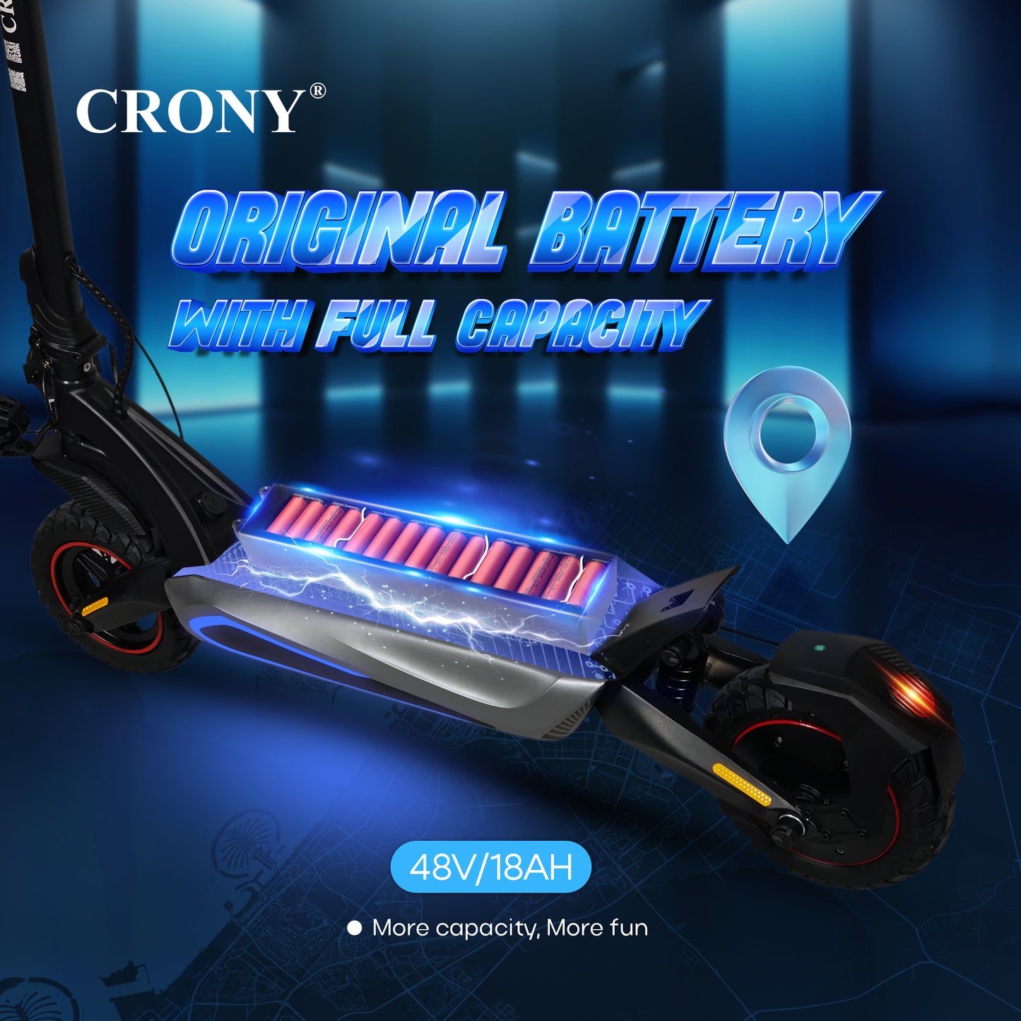 CRONY T2 Electric Scooter for Adults Range Front and Rear Suspension E Bike with APP