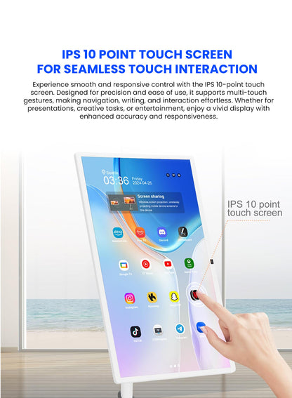 CRONY TX32-1 mobile display 32 Inch Wheeled Portable Monitor with Touch 1080p Built-in Battery Speakers Bluetooth Enabled USB-C HDMI Connection