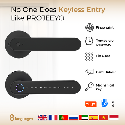 MJ-S4-DD Smart Door Lock Bluetooth Fingerprint IC Card Password Keyless Entry Digital Door Lock with Tuya/TT Lock App for Home