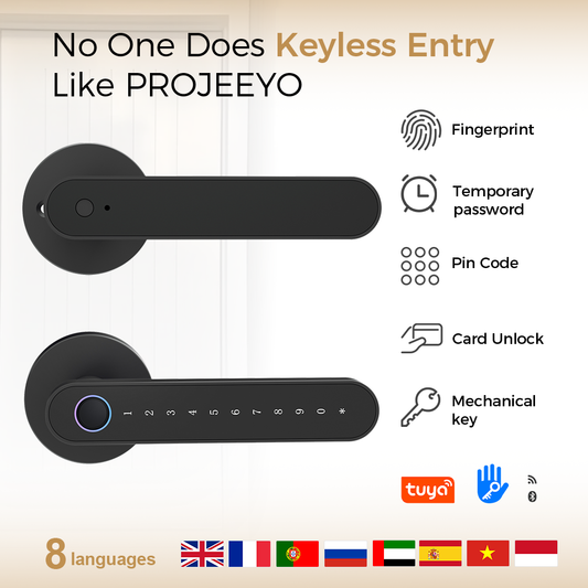 MJ-S4-DD Smart Door Lock Bluetooth Fingerprint IC Card Password Keyless Entry Digital Door Lock with Tuya/TT Lock App for Home