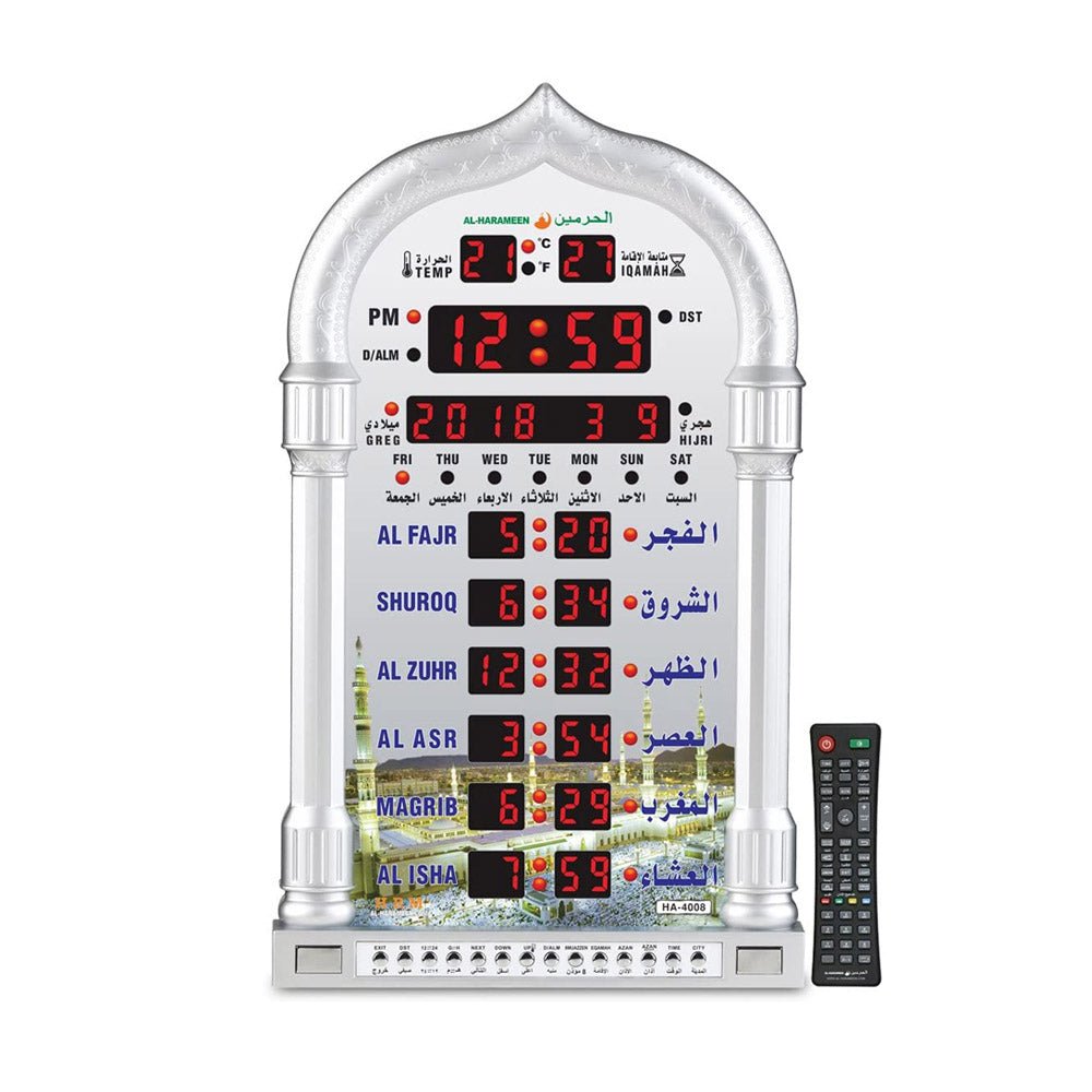 CRONY 4008PRO AZAN Clock AL-HARAMEEN Azan Clock Led Prayer Clock Wall Clock Read Home Office Mosque Digital Azan Clock - Edragonmall.com