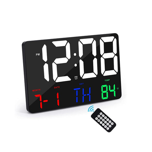 CRONY  717 White words wall clock Digital Clock Large Display 11.4" Digital Calendar Alarm Day Clock with Wireless Remote Control