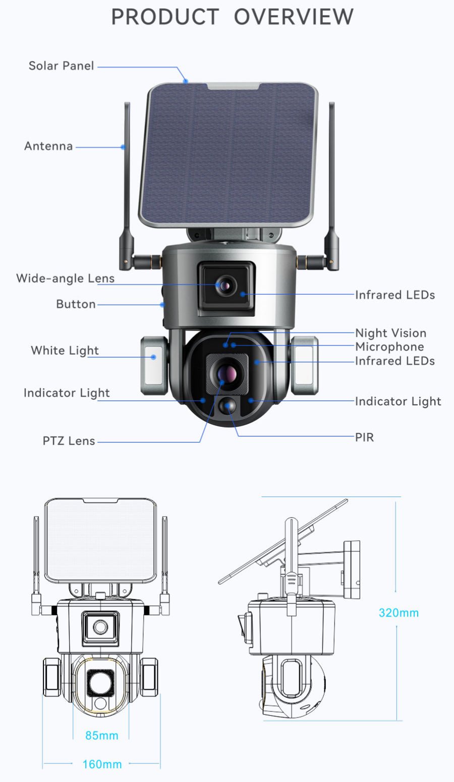 CRONY D5 WiFi-4K-8MP D5 4G-4K-8MP Solar Dual Linkage Battery PT Camera 8MP Wireless CCTV Camera | Fixed-focus - Edragonmall.com