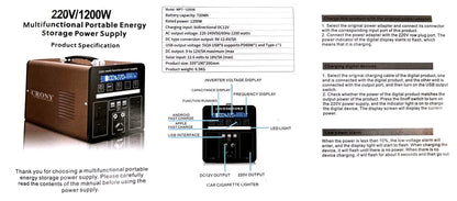 CRONY MP7-1200W Portable Power Station