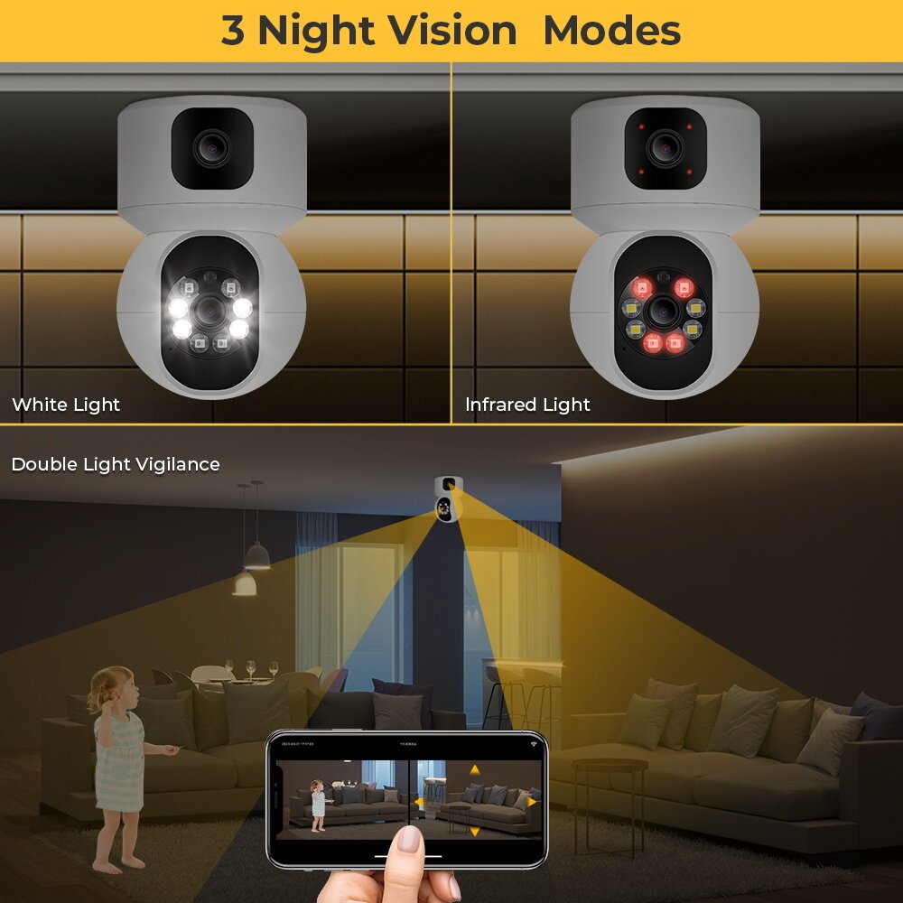 CRONY NIP-32 iCsee APP 4MP double-screen IP Camera Dual Lens WiFi Camera Dual Screen Baby Monitor Auto Tracking Ai Human Detection IP Security Cameras