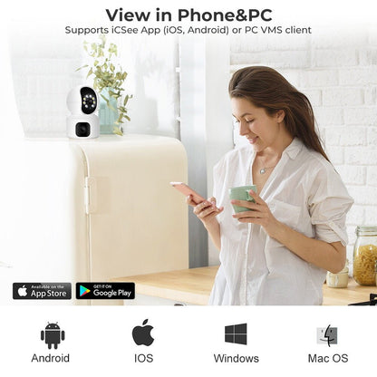 CRONY NIP-32 iCsee APP 4MP double-screen IP Camera Dual Lens WiFi Camera Dual Screen Baby Monitor Auto Tracking Ai Human Detection IP Security Cameras