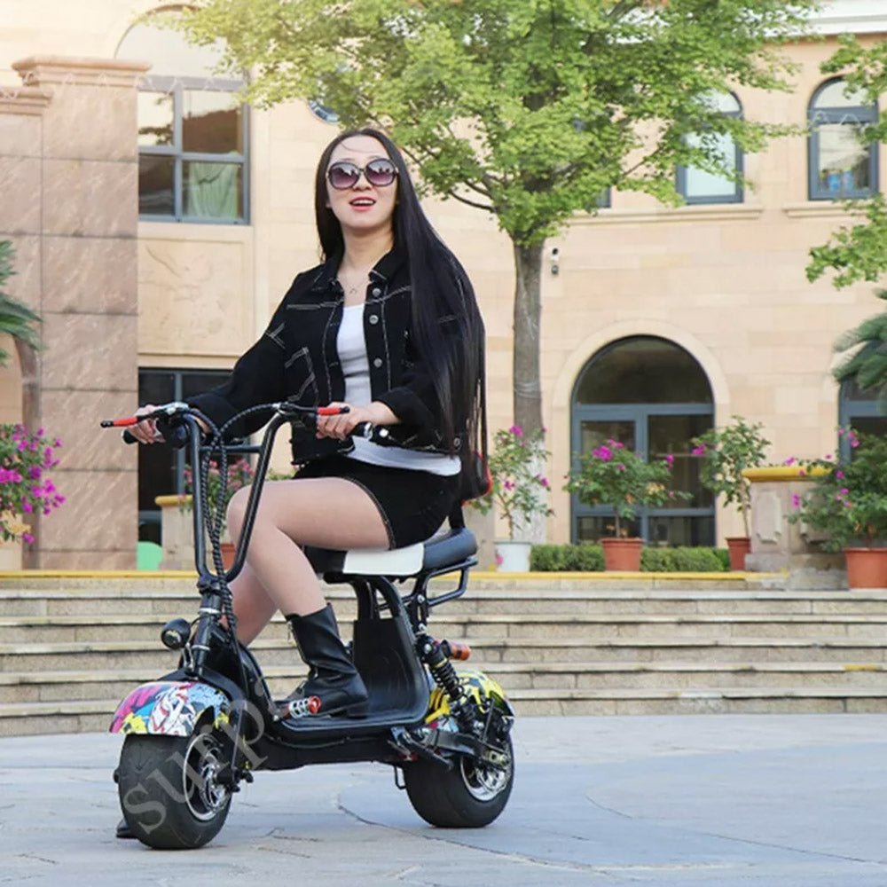 CRONY Small Harley two seat big tires with BT 1000w 60KM/H high power two wheels adult electric scooter motorcycle | USA Flag - Edragonmall.com