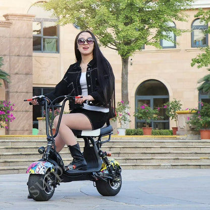 CRONY Small Harley two seat big tires with BT 1000w 60KM/H high power two wheels adult electric scooter motorcycle | USA Flag - Edragonmall.com