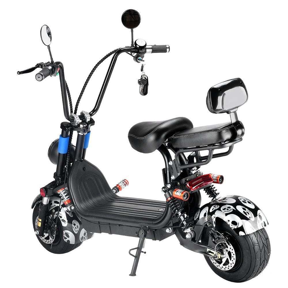 CRONY Small Harley two seat big tires with BT 1000w 60KM/H high power two wheels adult electric scooter motorcycle | USA Flag - Edragonmall.com
