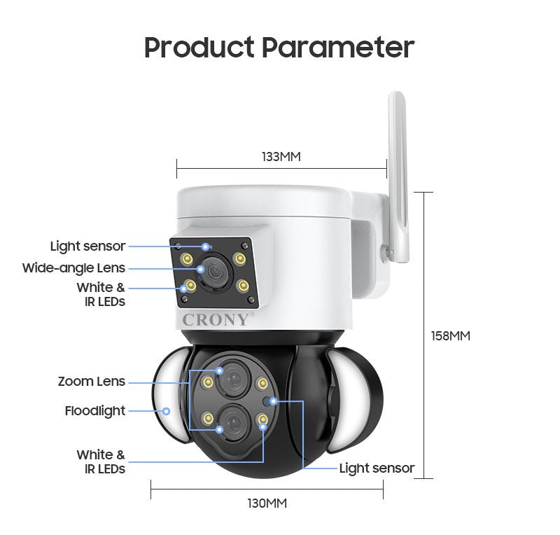 CRONY ST-430-5MP-10X 4G ST-430-5MP-10X WiFi Dual Linkage PTZ Camera High Quality Camera 360 Security 4MP Outdoor Waterproof Max Storage 128G PTZ Camera - Edragonmall.com