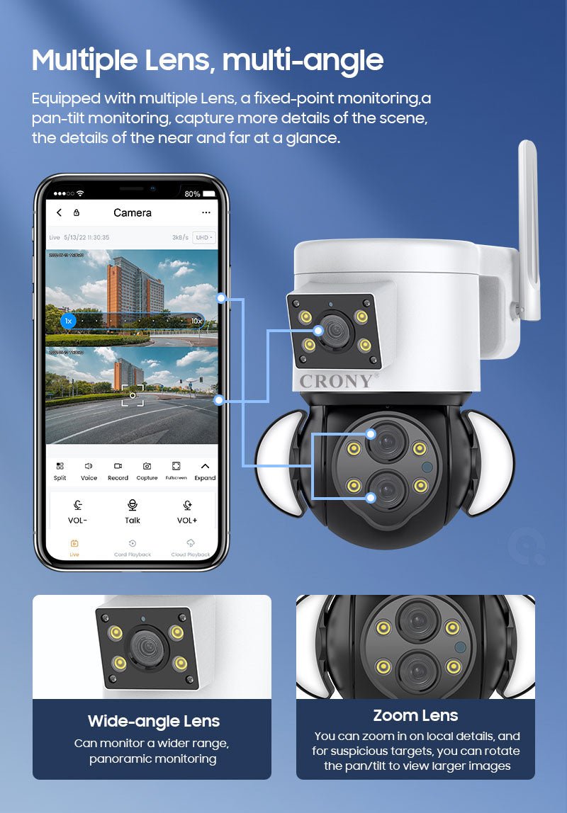 CRONY ST-430-5MP-10X 4G ST-430-5MP-10X WiFi Dual Linkage PTZ Camera High Quality Camera 360 Security 4MP Outdoor Waterproof Max Storage 128G PTZ Camera - Edragonmall.com