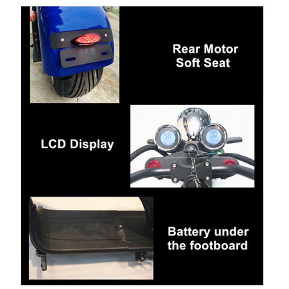 CRONY X1 Harley Electrocar car With BT Speaker 65KM/H Electrocar car Citycoco Fat Tire Electric motorcycle | Flag - Edragonmall.com