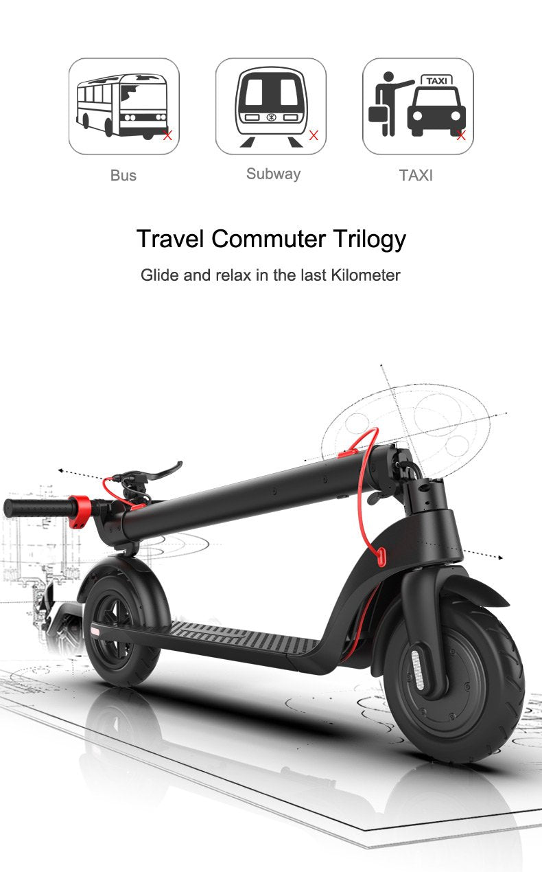 CRONY X7 Electric Kick Scooter Max speed 38KM Replaceable battery capacity Easy Foldable 8.5 inch | Black - Edragonmall.com