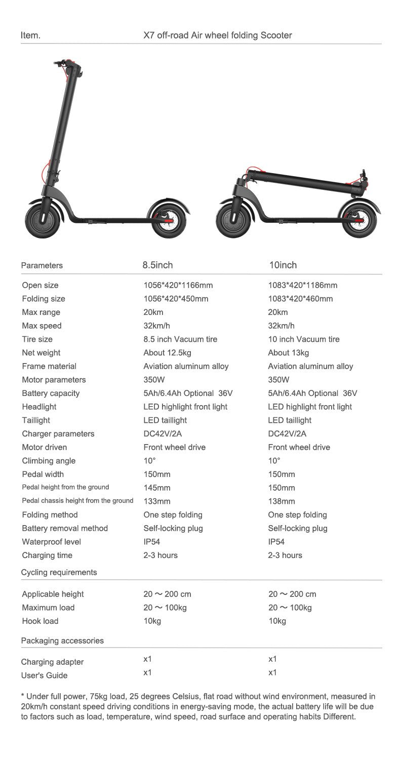 CRONY X7 Electric Kick Scooter Max speed 38KM Replaceable battery capacity Easy Foldable 8.5 inch | Black - Edragonmall.com