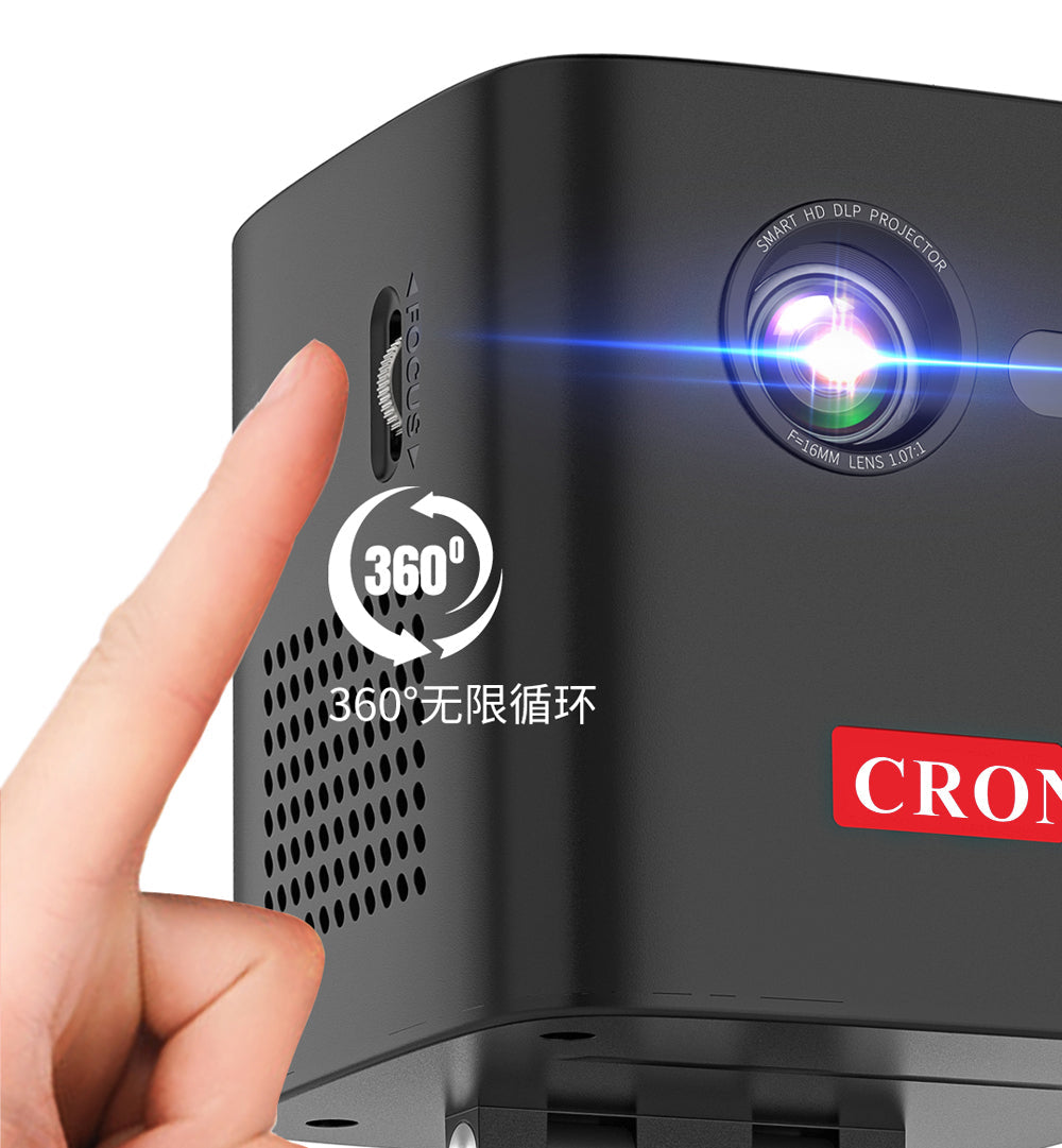 CRONY C1000 جهاز عرض مستقيم ثلاثي الأبعاد مع مكبر صوت BT 1080p واي فاي ذكي Led Dlp جهاز عرض فيديو مع بطارية