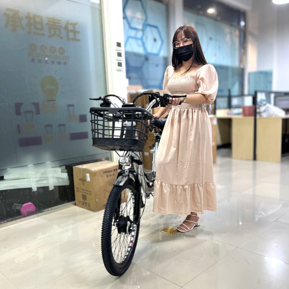 CRONY 22 Inch Ilan Princess Electric Car 350w 48v mid drive city electric bike removable lithium battery bicycle - Edragonmall.com