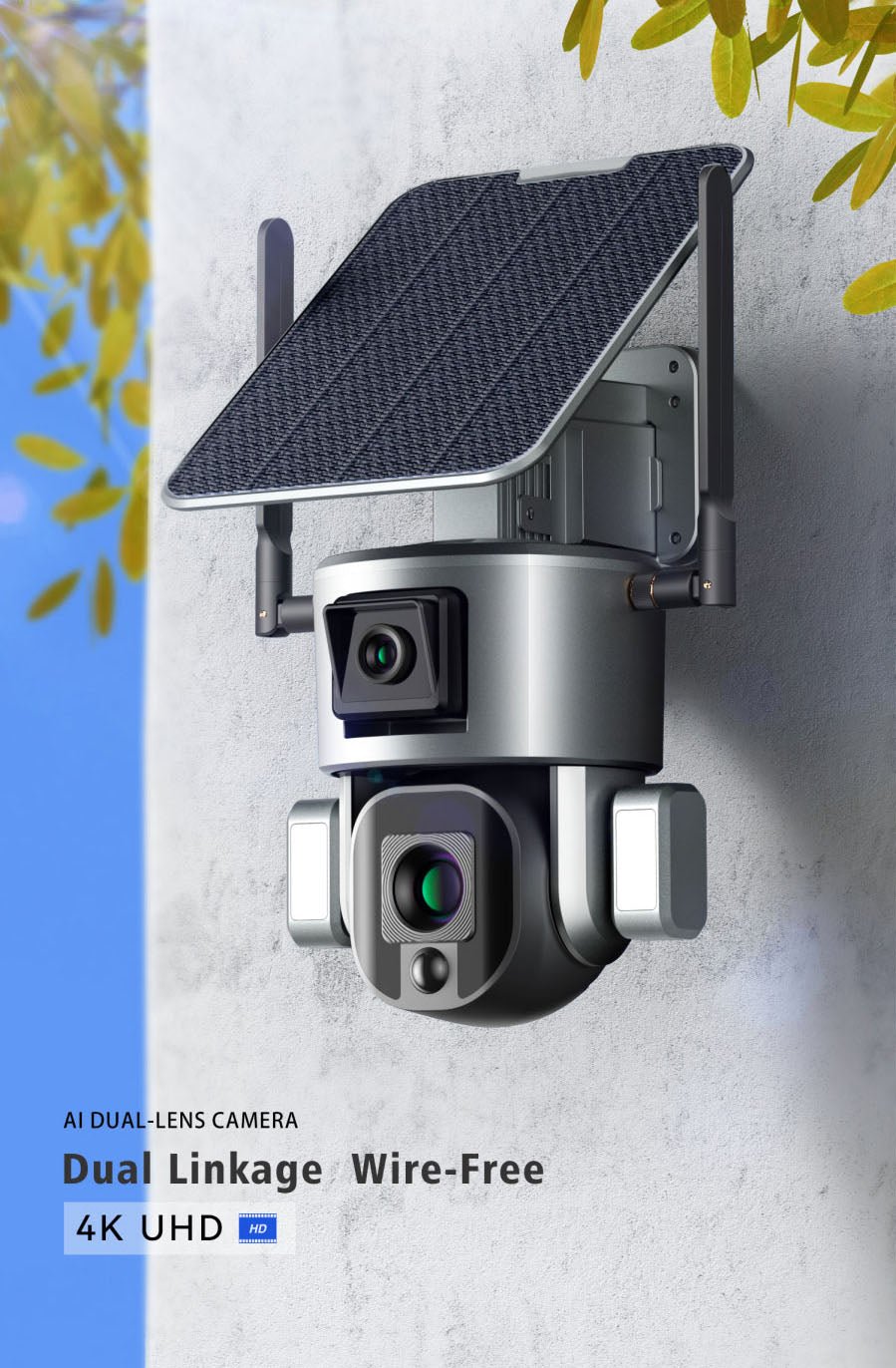 CRONY D5 WiFi-4K-8MP D5 4G-4K-8MP Solar Dual Linkage Battery PT Camera 8MP Wireless CCTV Camera | Fixed-focus - Edragonmall.com