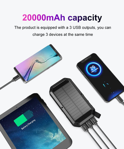 CRONY ES981S-Business Power Bank 20000mAh Solar power bank with LED camping light - Edragonmall.com