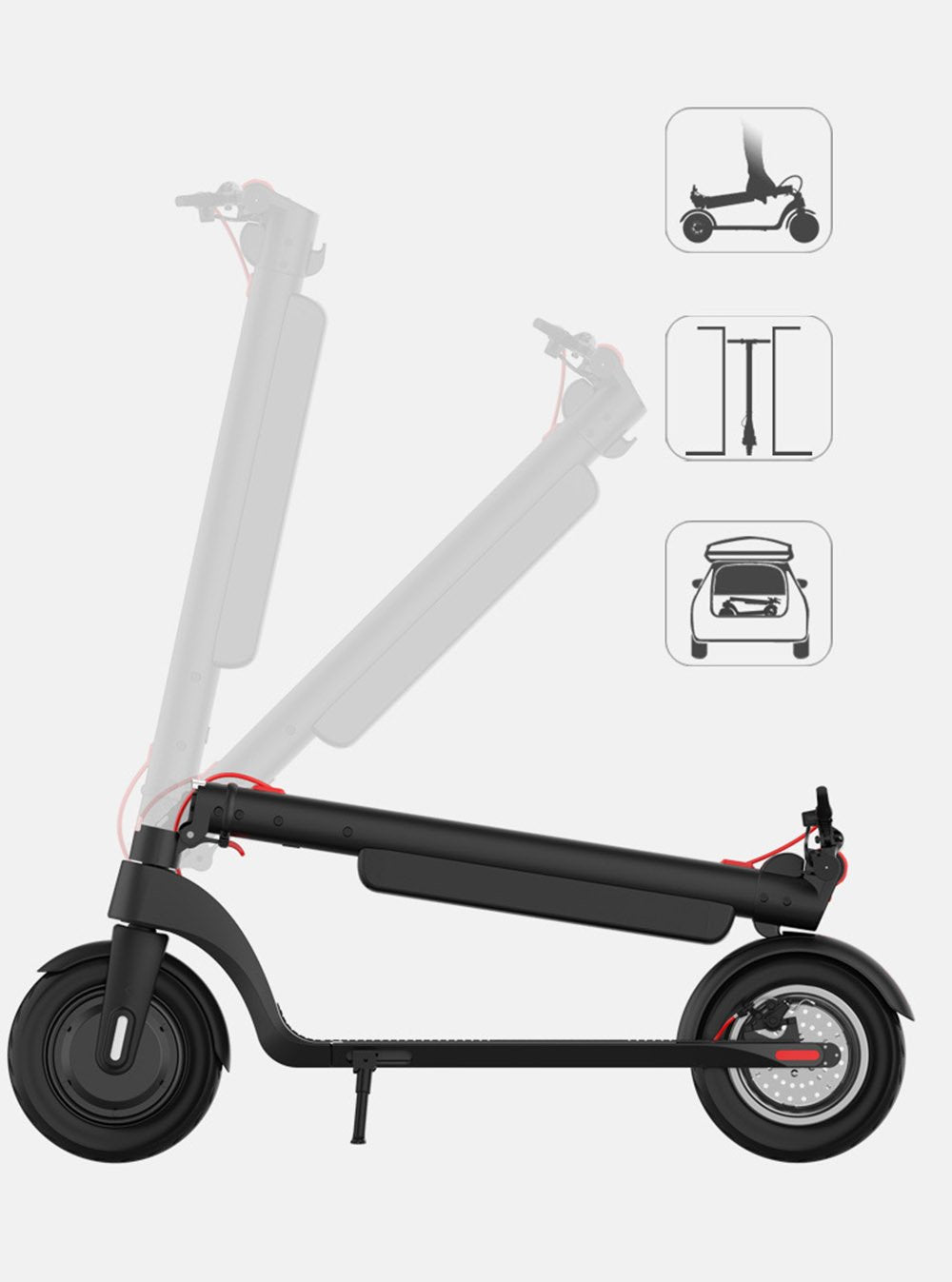 CRONY X8 Electric Kick Scooter Max speed 38KM Replaceable dual battery capacity Foldable10 inch - Edragonmall.com