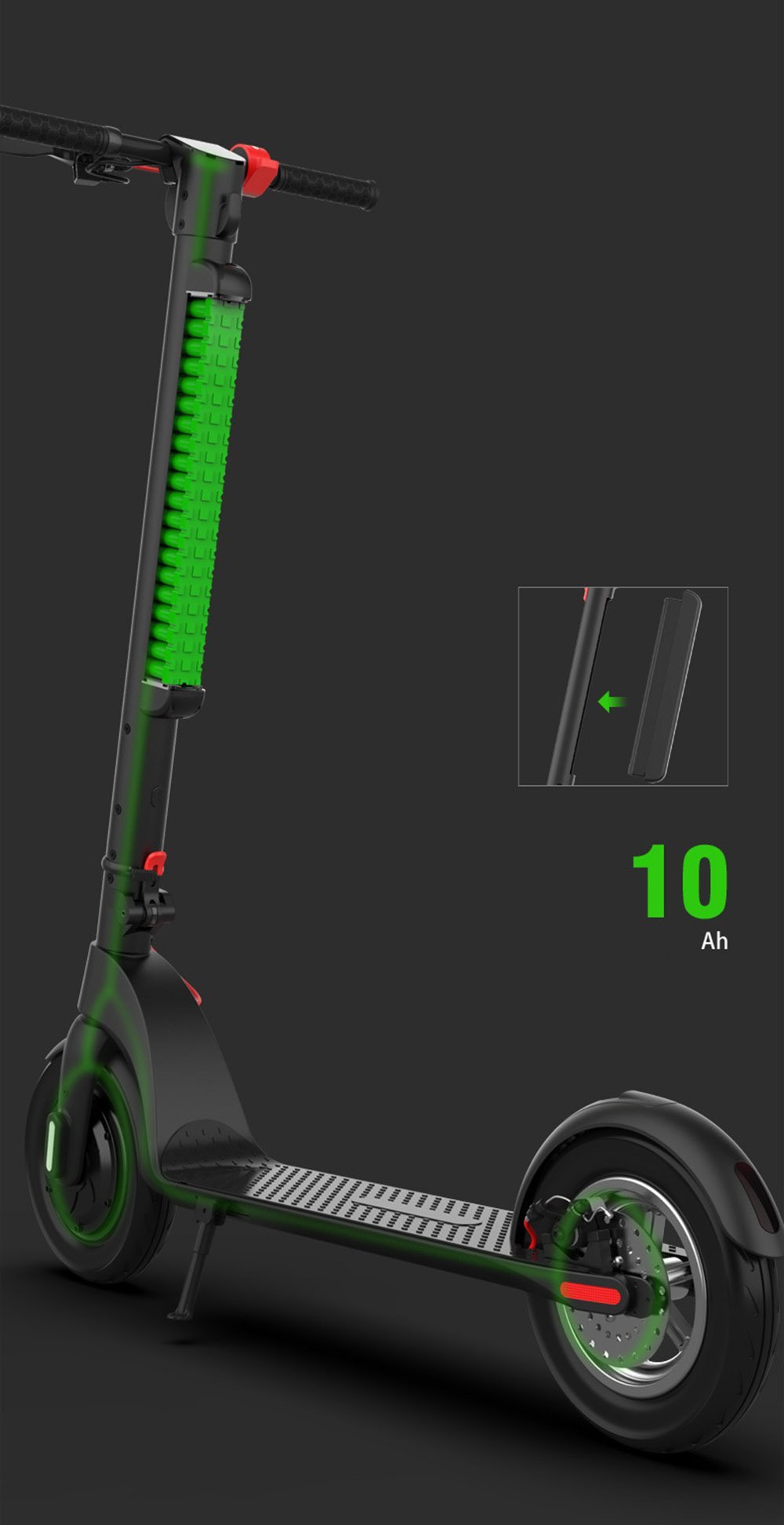 CRONY X8 Electric Kick Scooter Max speed 38KM Replaceable dual battery capacity Foldable10 inch - Edragonmall.com